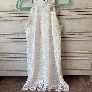 FRANCESCAS- white lace shift dress